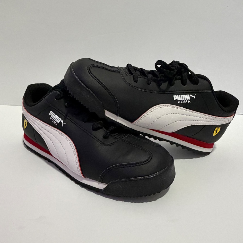 Puma Ferrari Roma‎ Kids Sneakers Black Red White Size 3.5C